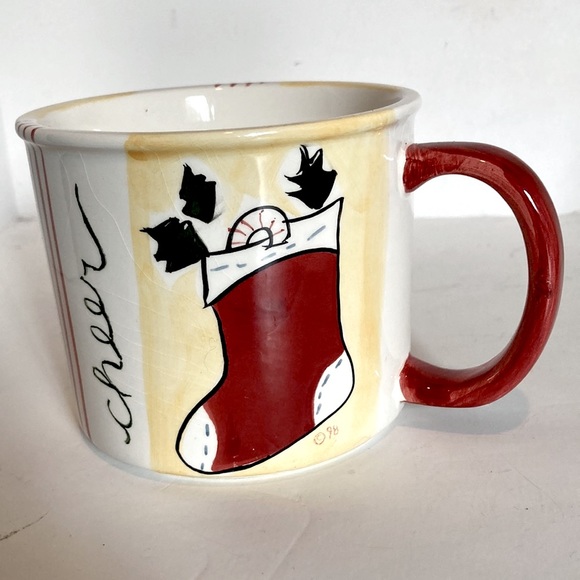 Eddie Bauer Home Cheer Red Yellow Stocking Coffee Tea Mug Cup Large 16 oz - Picture 2 of 11